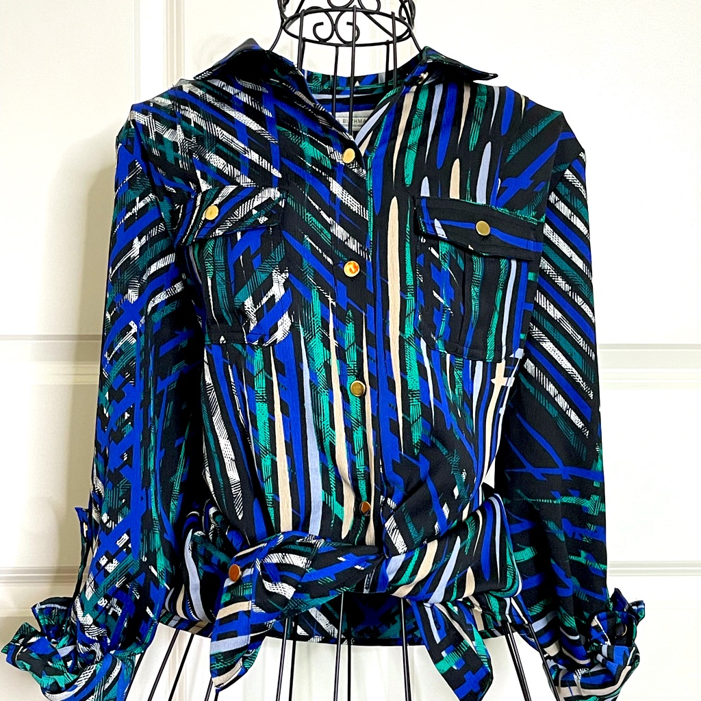 Button Down Geometric Blouse